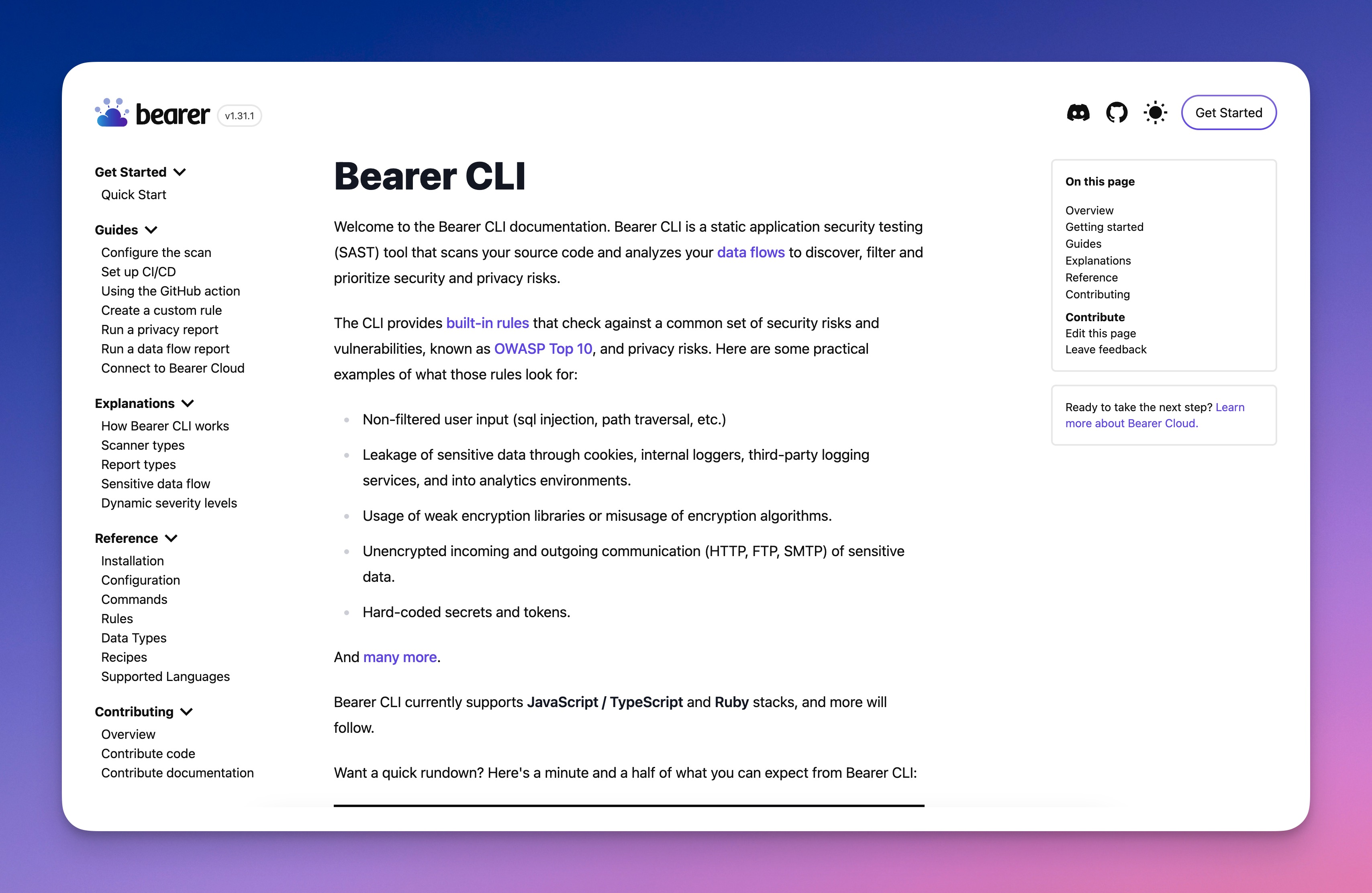 Bearer CLI documentation